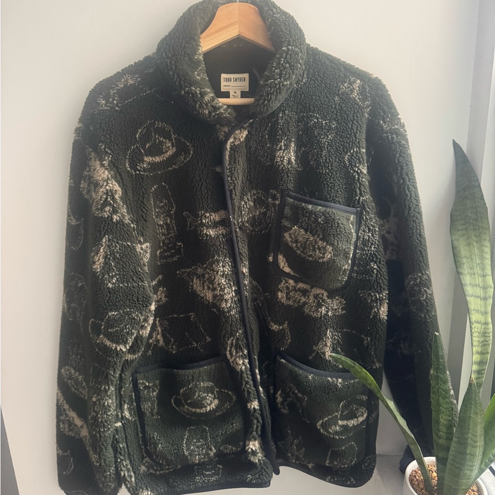 Todd Snyder Olive and Black Sherpa Jacket